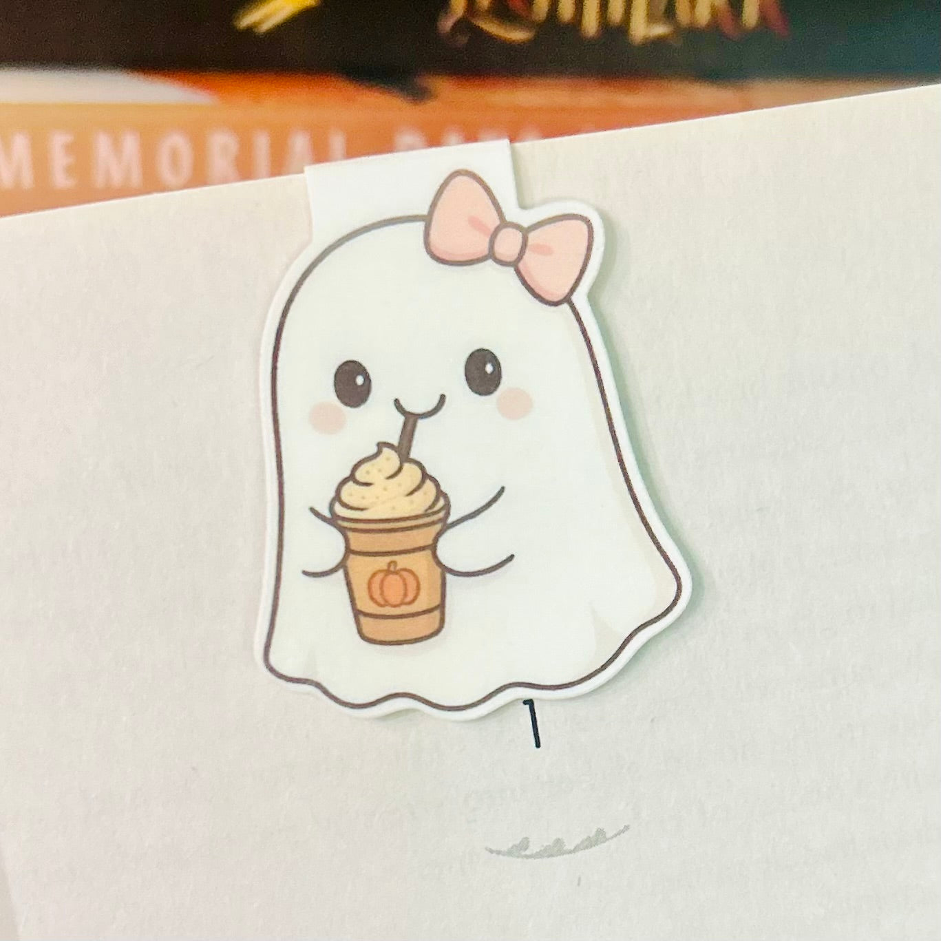 Pumpkin Spice Ghost Magnetic Bookmark