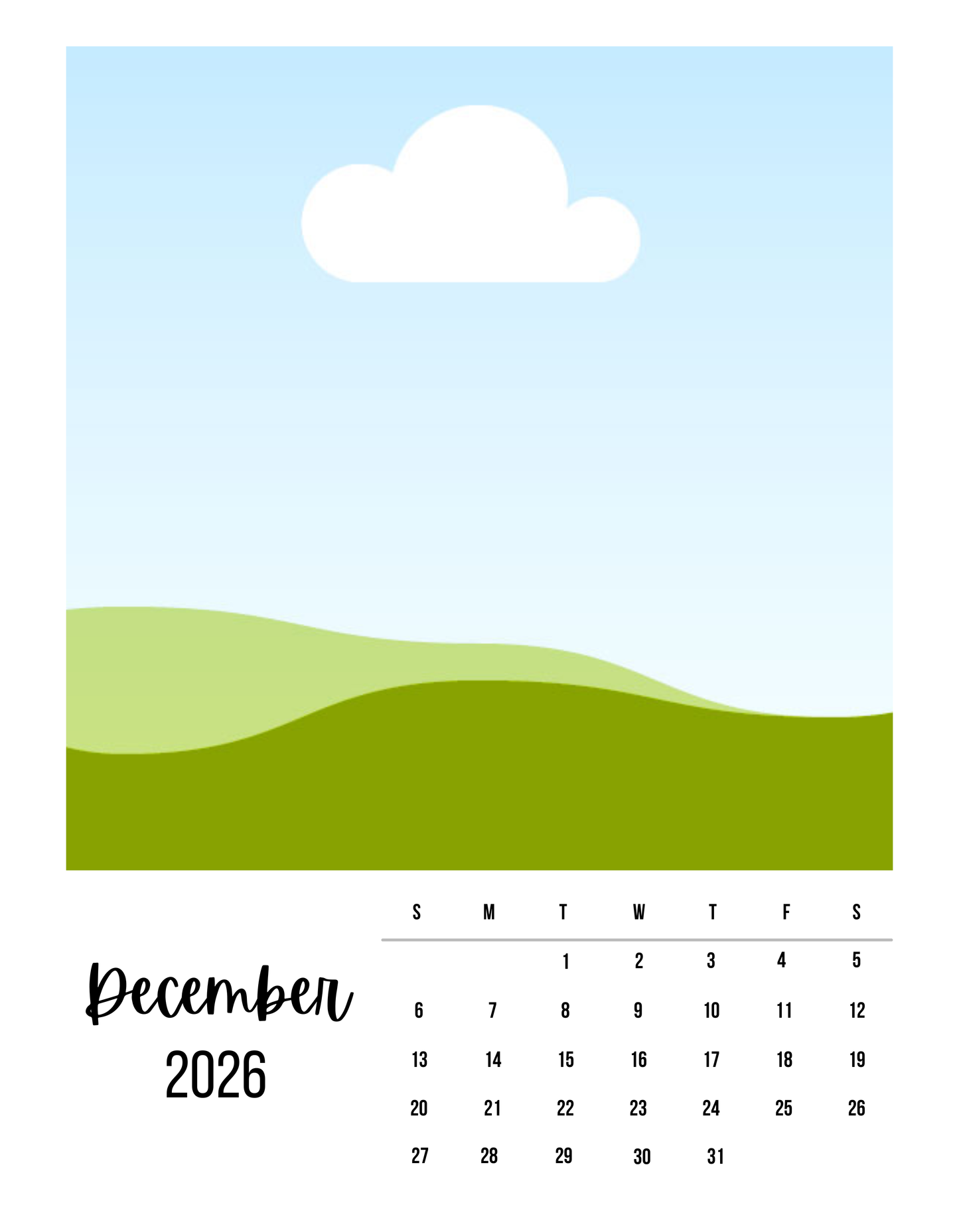 Personalized Monthly Calendar Photo Magnet