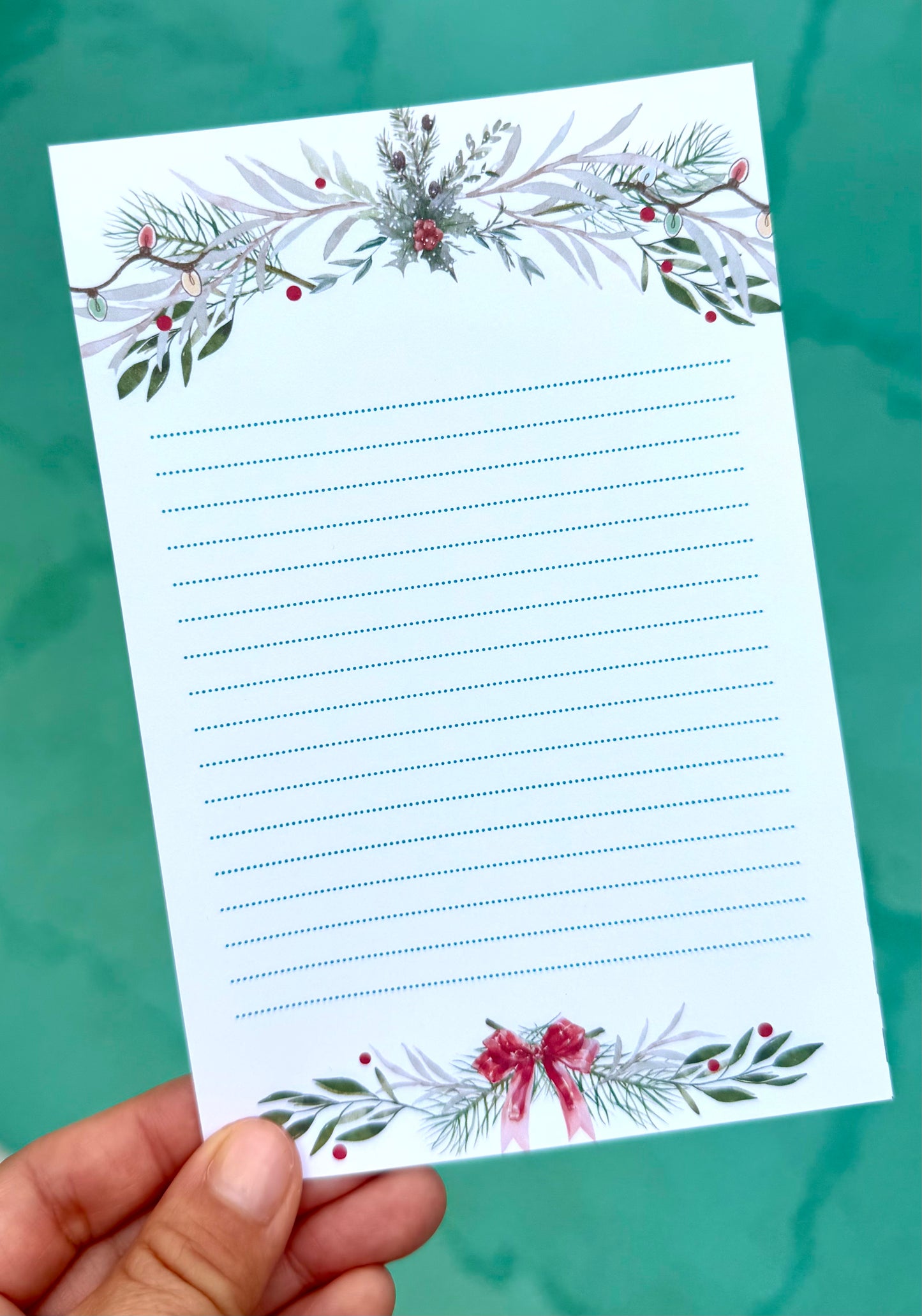 Christmas Watercolor Garland Lined Notepad