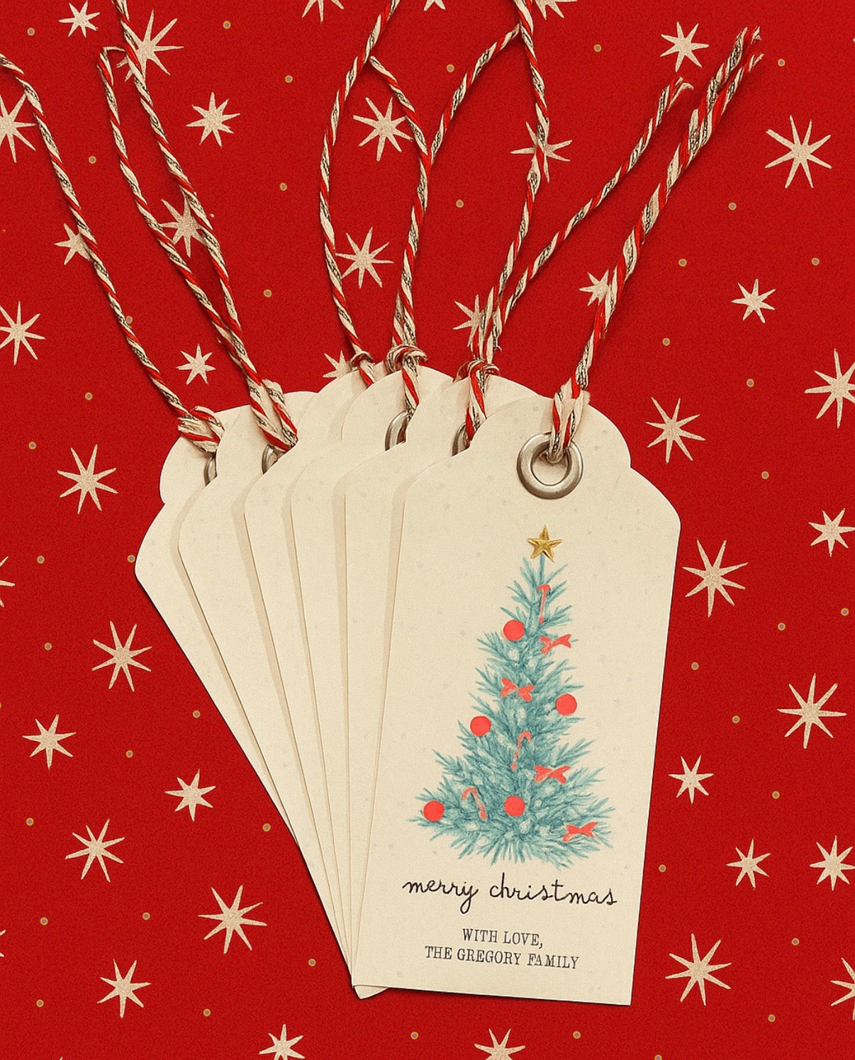 Personalized Merry Christmas With Love Gift Tag (set of 6)