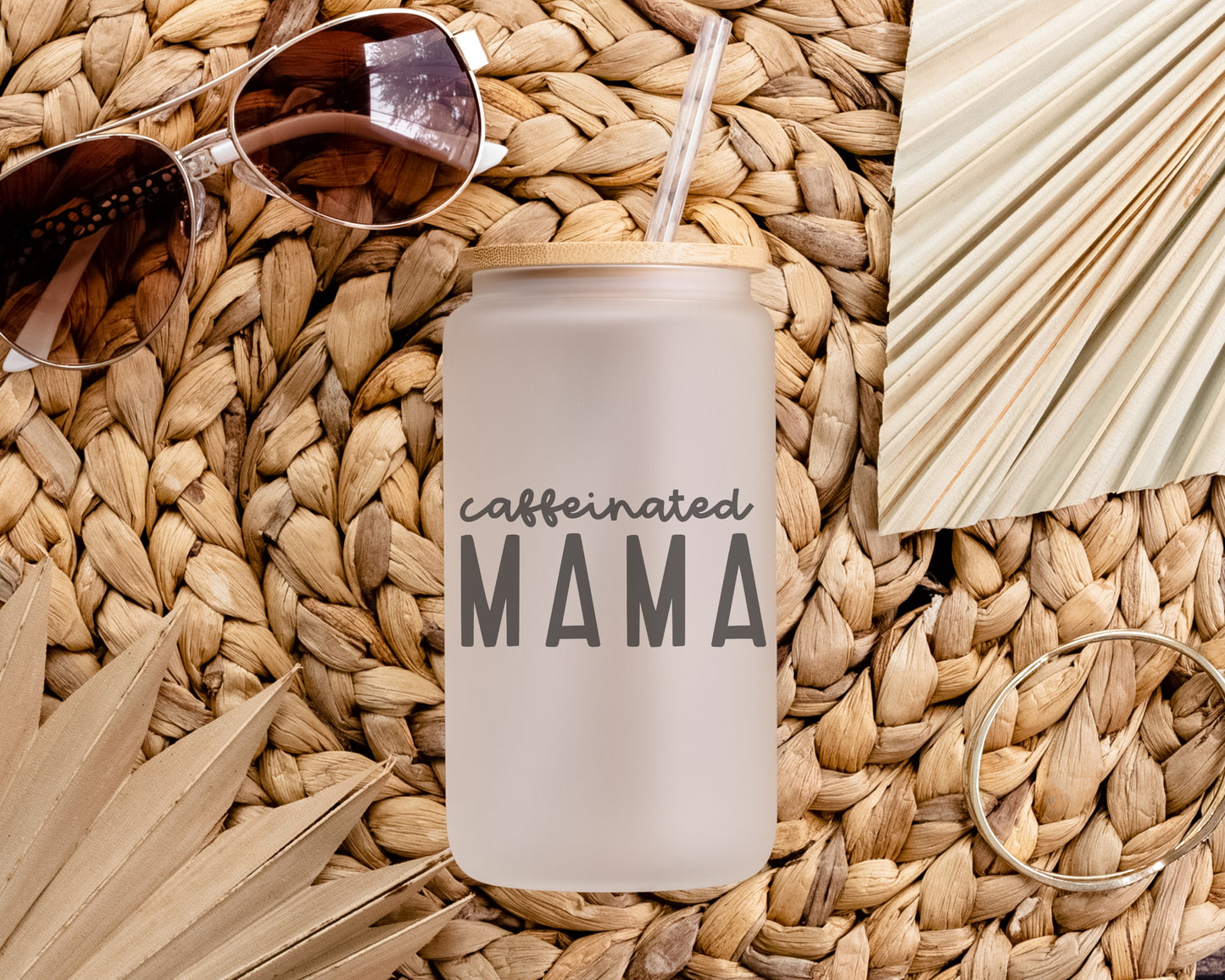 Caffeinated Mama Frosted Glass Tumbler