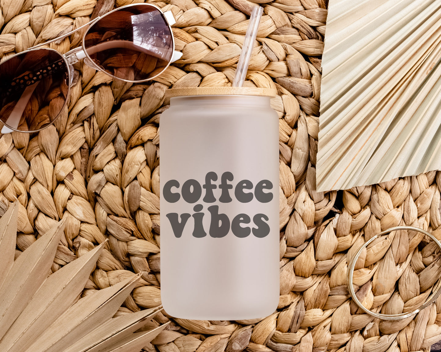 Coffee Vibes Frosted Glass Tumbler