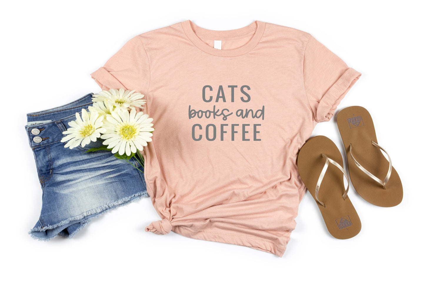 Cats Books and Coffee Tee