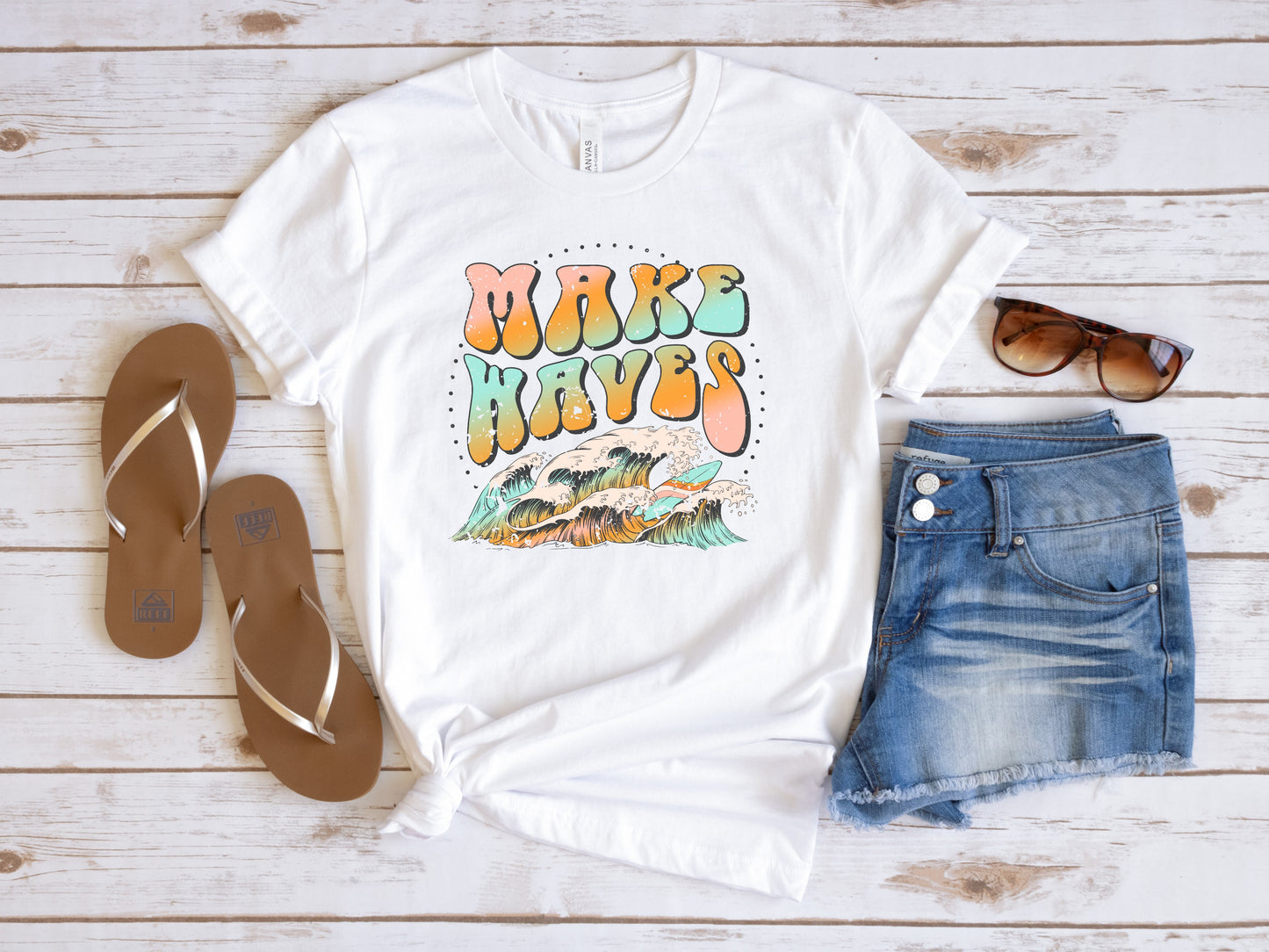 Make Waves Retro Vintage Style Tee