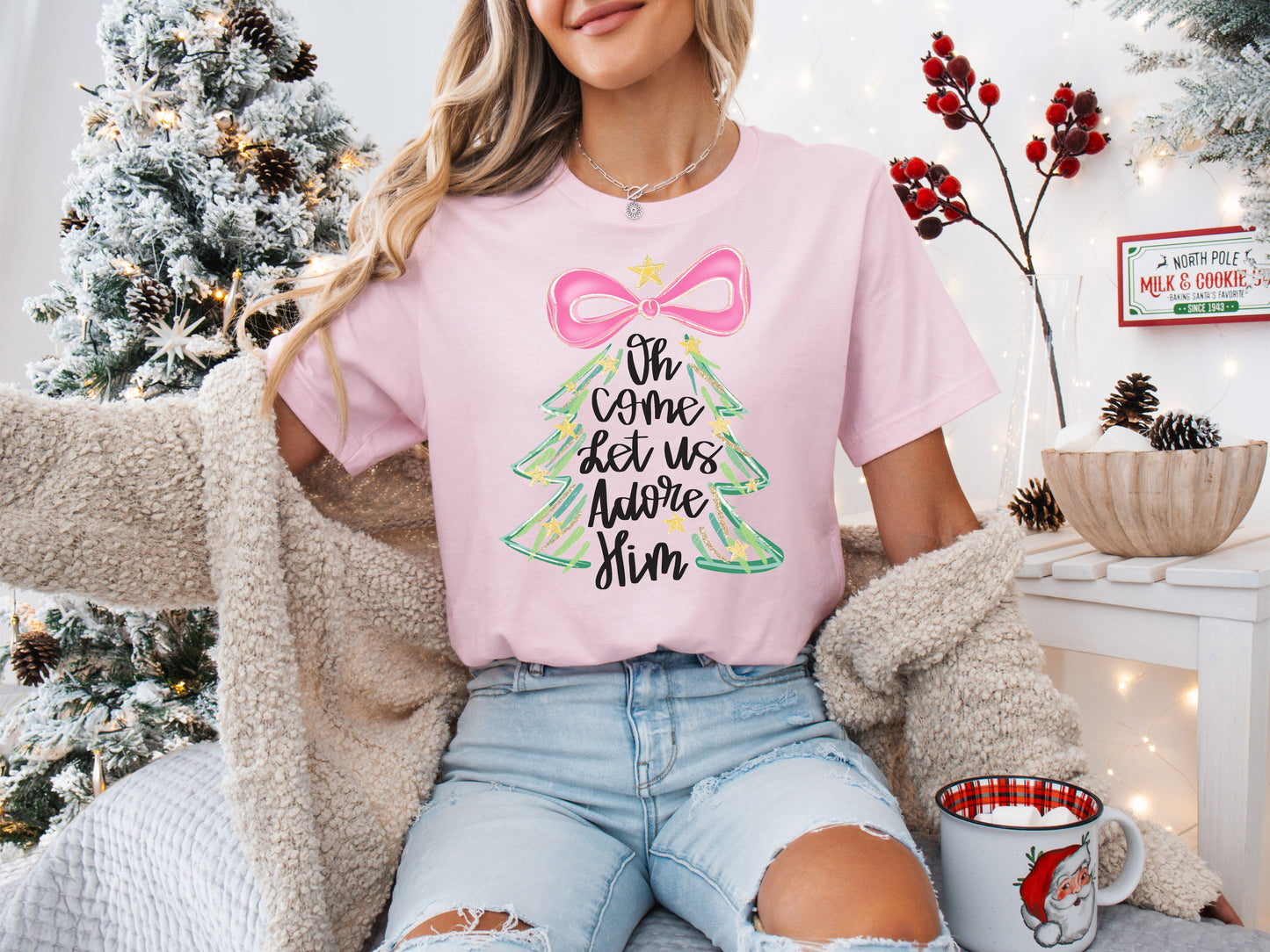 Preppy Oh Come Let Us Adore Him Tee