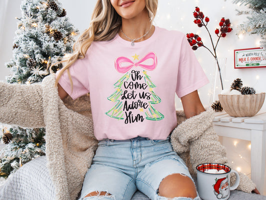 Preppy Oh Come Let Us Adore Him Tee