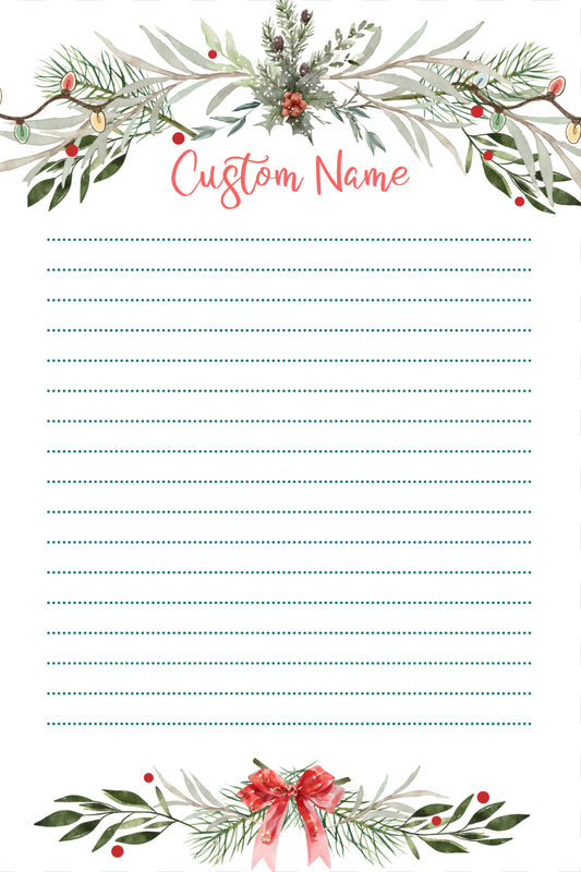 Christmas Watercolor Garland Lined Notepad