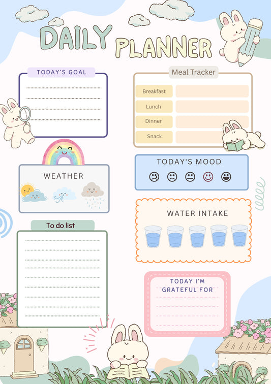Bunny Bliss Daily Planner Notepad