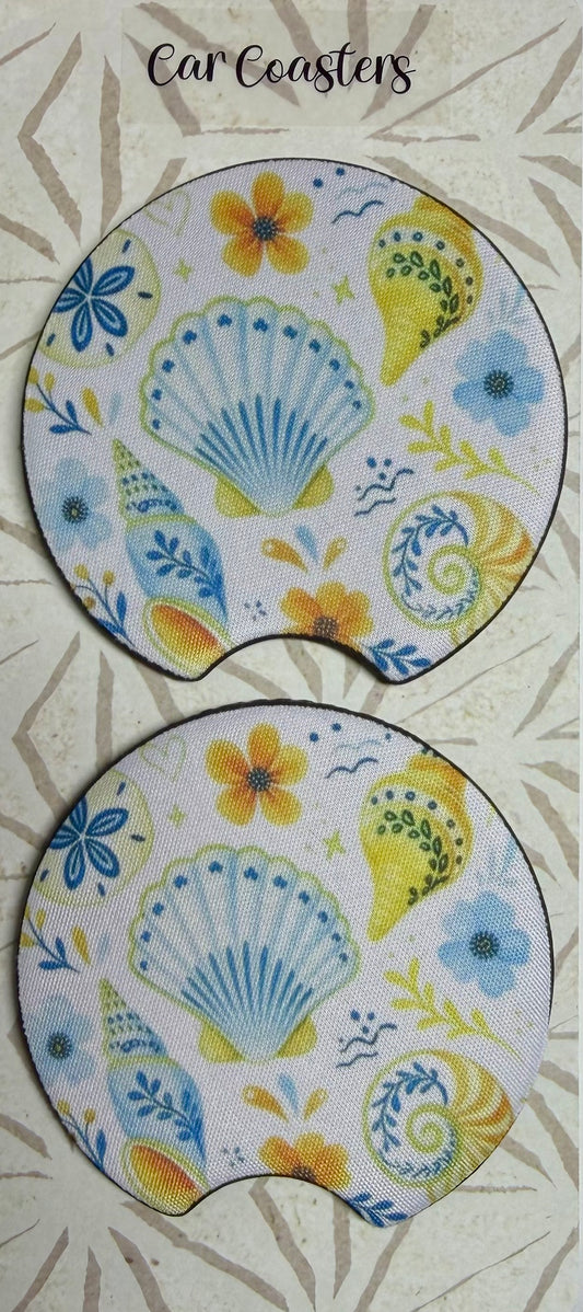 Seashells by the Seashore Car Coasters