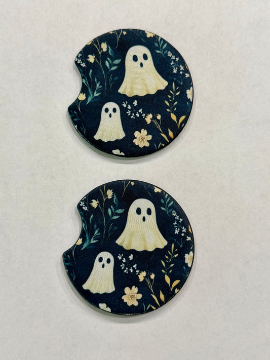Floral Boho Ghosts Car Coasters