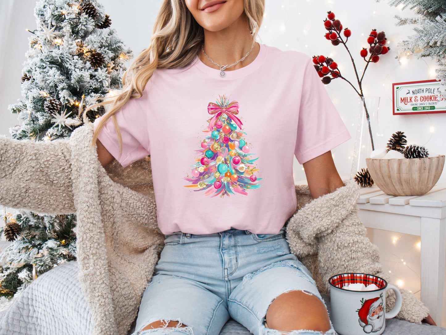 Pastel Christmas Tree Tee