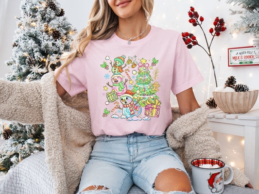 Pastel Snowmen Tee