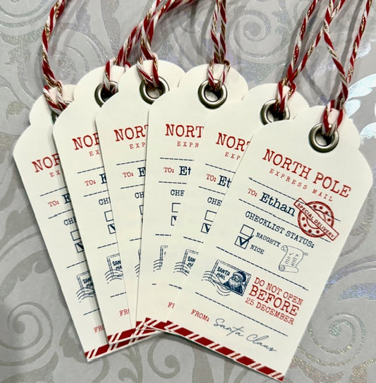 Personalized North Pole Express Santa Tags (set of 6)