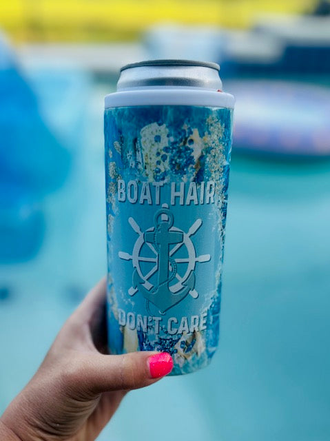 Boat Hair Don't Care Insulated Stainless Steel Koozie