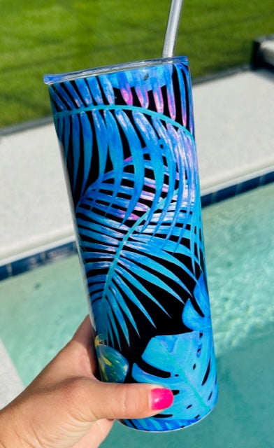 Neon Leaf Stainless Steel Tumbler