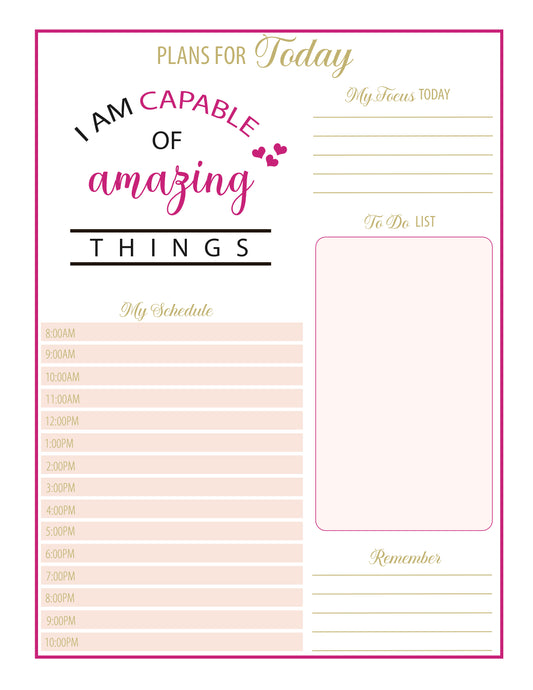 I am Capable Daily Planner Notepad