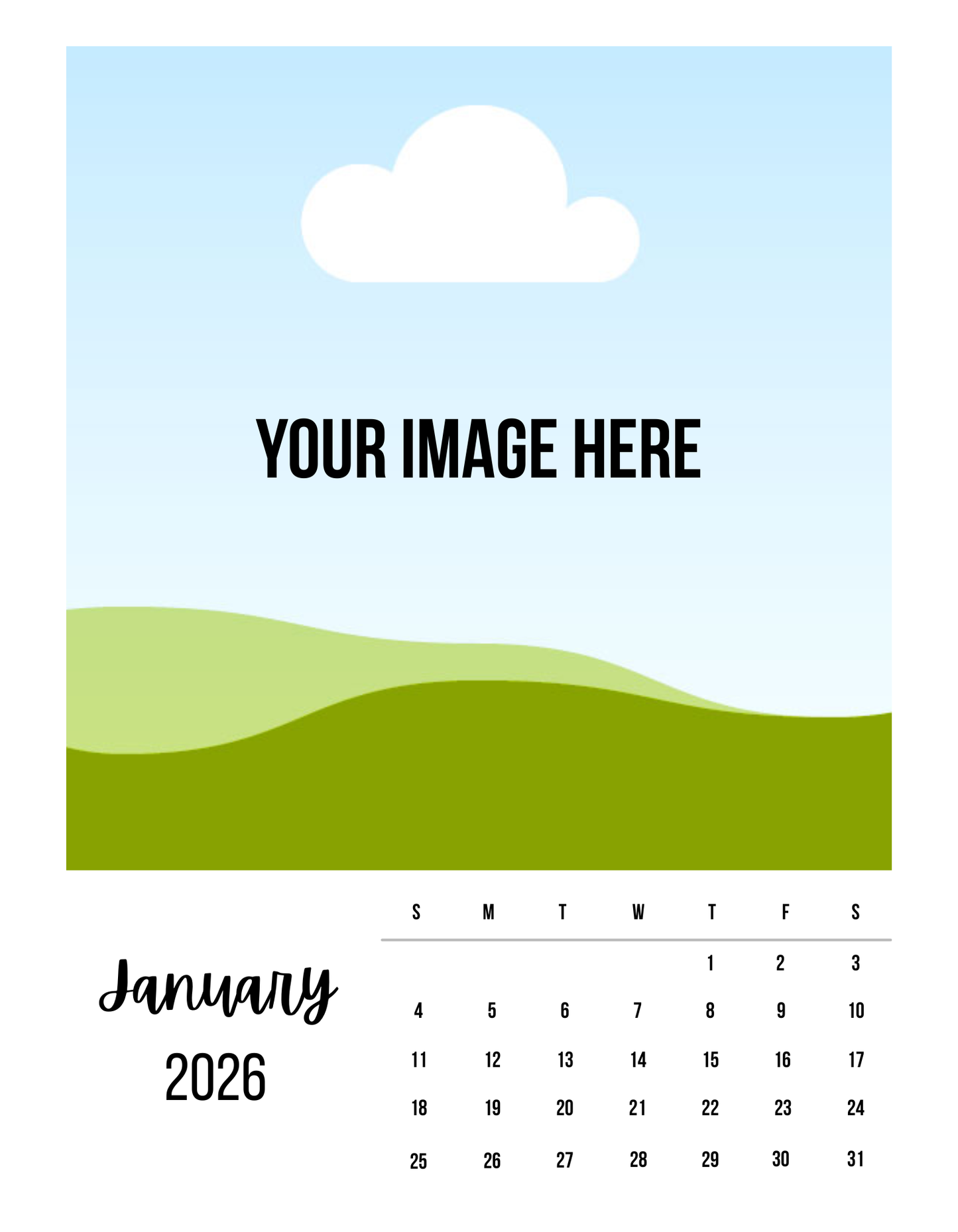 Personalized Monthly Calendar Photo Magnet