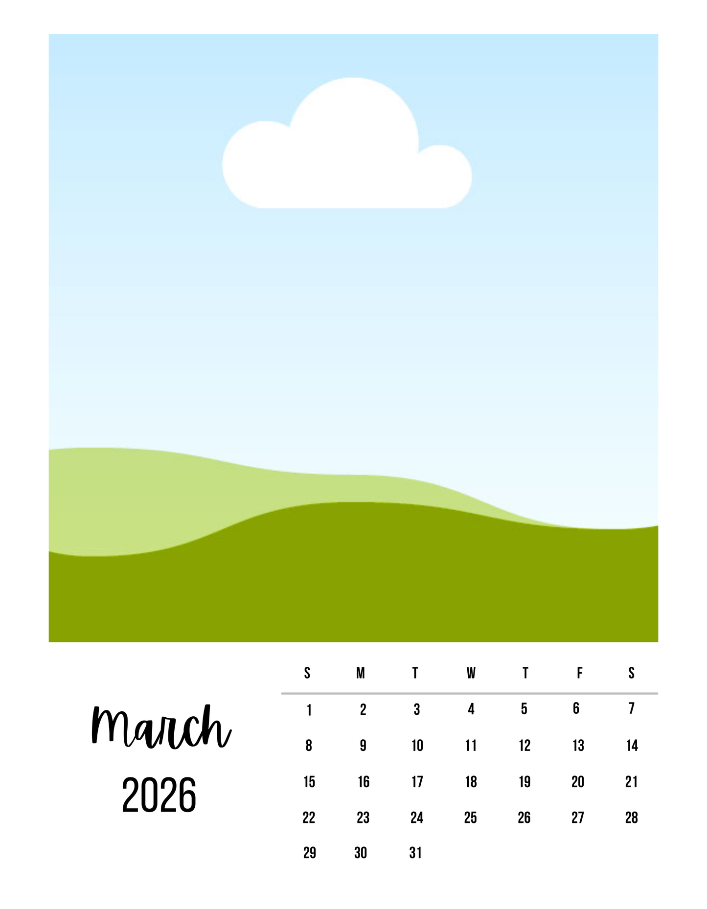 Personalized Monthly Calendar Photo Magnet