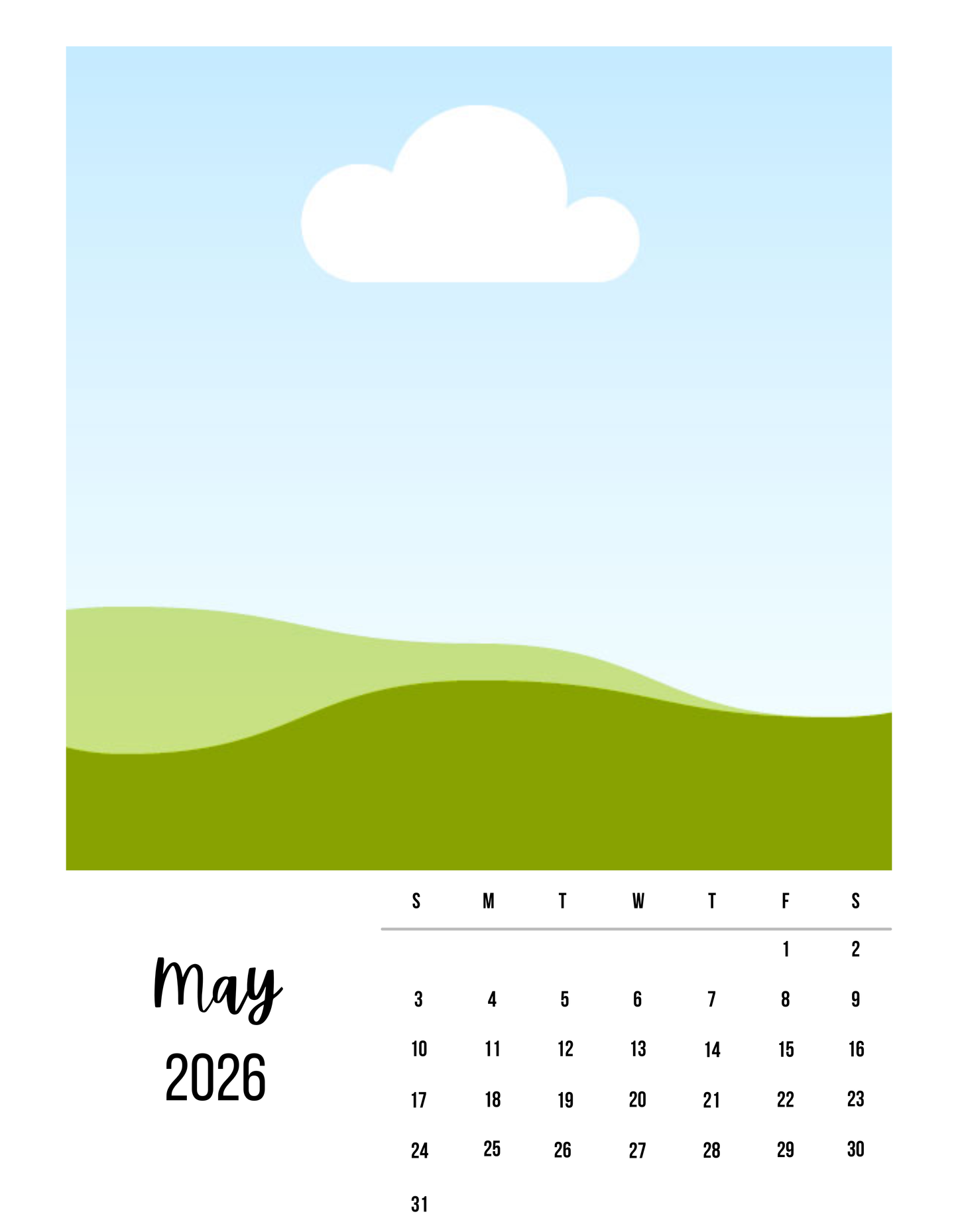 Personalized Monthly Calendar Photo Magnet