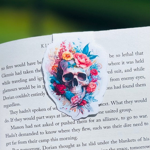 Floral Skull Magnetic Bookmark